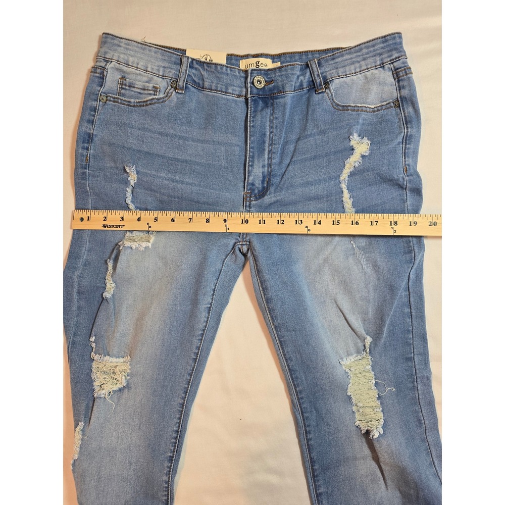 Umgee Denim High Rise Straight Leg Distressed Ripped Jeans Medium Wash Size 7 - Picture 10 of 16